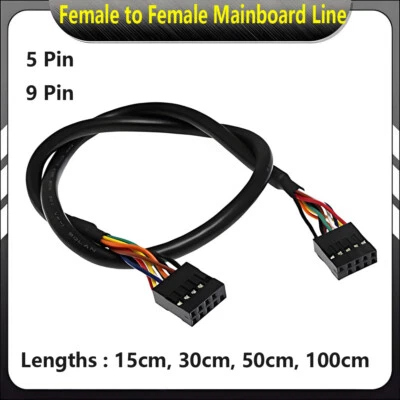 5 / 9pin USB 2.0 Internal Mainboard Header Cable Female to Female Mainboard Line - Image 1 of 4