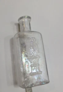 Antica Bottiglia Medicina Gufo Trasparente Drug Co. 5,5” Farmacia Da Collezione 1900 - Foto 1 di 12