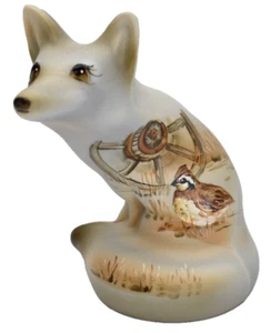 Fenton Gift Shop Limited Edition Fuchs mit Wachtelwagen Rad Motiv handbemalt - Bild 1 von 5