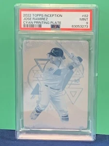 Jose Ramirez 2022 Topps Inception Cyan Printing Plate 1/1 PSA MINT 9 - Picture 1 of 2