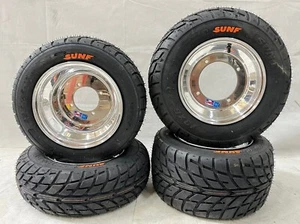 DWT 10" Polished Rims Low Profile Sunf Street Tires YFZ450 Raptor 700 Banshee 35 - Picture 1 of 3
