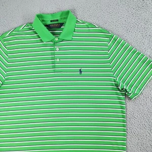 Polo Golf Ralph Lauren Shirt Mens Large Green Striped Performance Blue Pony Logo - Picture 1 of 20