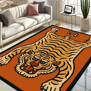 Tiger Teppich, Orange Teppich, Bold Floor Rug, Tibet Tiger Matte, Animal Print Dekor - Bild 1 von 12