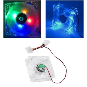 Ventilateur CC Brushless 12V pour Ordinateur, 4 LED, 80mm - Photo 1/8