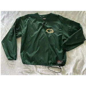 Vintage GREEN BAY PACKERS Mens Jacket Medium Pullover Windbreaker Retro Football - Picture 1 of 10