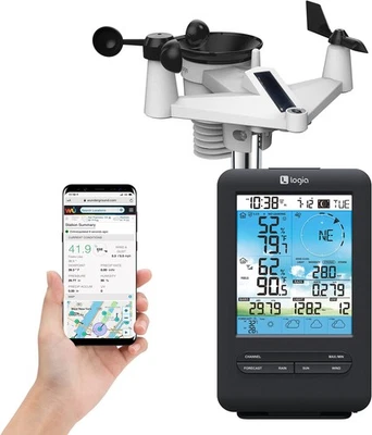 Logia 7-in-1 Wi-fi Weather Station, 4 Day Forecast, Solar Panel & 5.5" Screen - Image 1 of 4