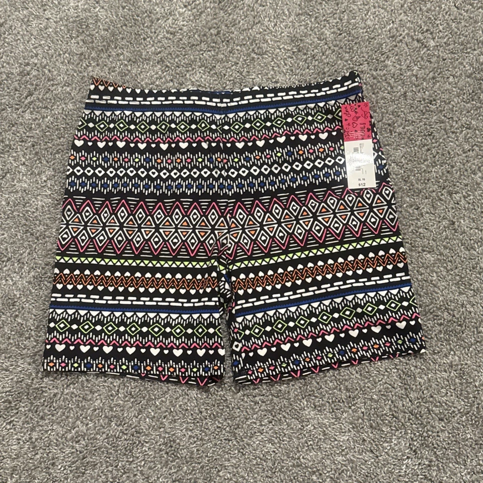 Total Girl Size XL 16 Techno Color Multi Patterned Cotton Spandex Shorts - Image 1 of 3