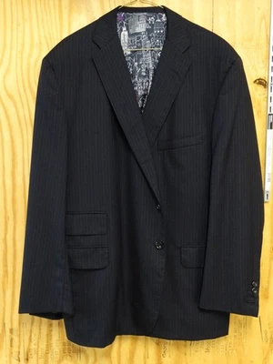Oxxford Clothes Blazer 50R Navy Blue pinstriped suit Jacket - Image 1 of 4