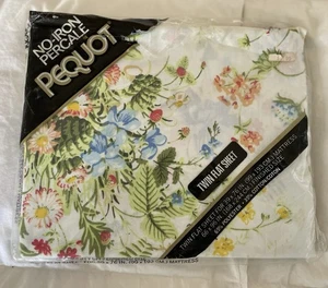 NEW VTG Pequot No-Iron Percale Sheet- Twin Flat - Madeira Gardens-  Floral USA - Picture 1 of 8