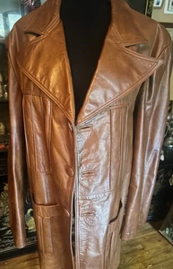 CHAQUETA DE CUERO GENUINA MARRÓN CARAMELO VINTAGE PARA HOMBRE 48 - Imagen 1 de 15