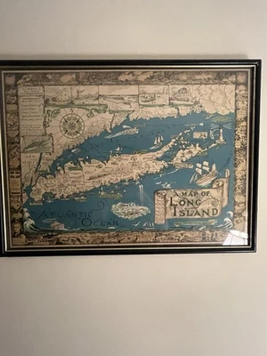Mapa vintage 1961 de Long Island, Nueva York por Courtland Elmer Smith enmarcado Foto 1 de 4