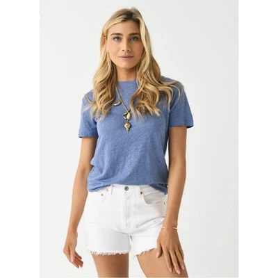 Camiseta Vince LINHO DROP-SHOULDER GOLA REDONDA azul XS - Imagem 1 de 4