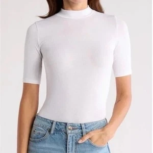 Rag And Bone S Lea Mock T-Shirt White $100 - Picture 1 of 15