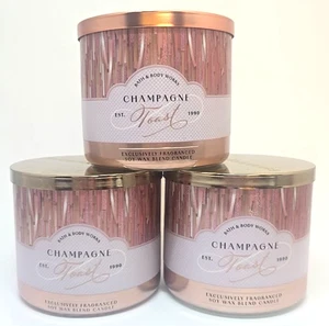Set of 3 Bath Body Works 3 Wick Candle Champagne Toast 14.5 Oz Tangerine Berry - Picture 1 of 3