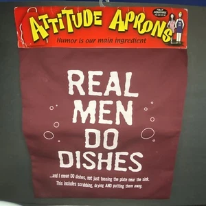 ATTITUDE APRONS "REAL MEN DO DISHES" MAROON ONE SIZE FITS ALL - Picture 1 of 2
