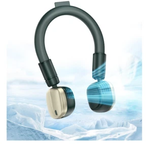Bladeless Neck Fan 360° Cooling USB Rechargeable Quiet 3-Speed Dark Green - Picture 1 of 8