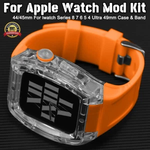 Transparent Case Rubber Band Mod Kit For Apple Watch Ultra3 49mm 9876 SE 44/45MM - Picture 1 of 34