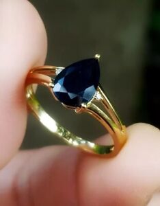 2.00Ct Pear Cut Lab Created Blue Sapphire 14k Yellow Gold Plated Engagement Ring