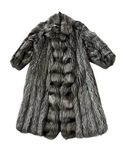Vintage Estate Women's Genuine Silver Fox Fur Full Length Coat Size XS - Picture 1 of 5