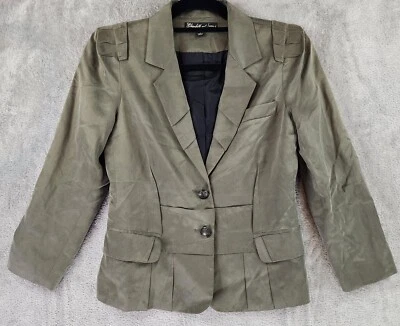 Elizabeth and James Jacket Womens 4 Green Silk Blend Two Button Business Blazer - Image 1 of 4