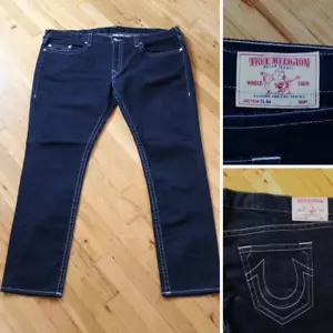 True Religion Slim Jeans Men's 46 x 35 Dark Denim Straight Leg Buddha World Tour - Picture 1 of 7