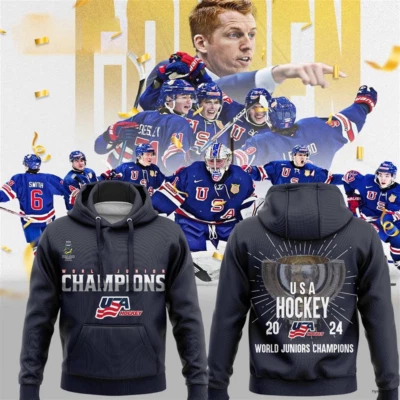 USA Hockey 2024 World Juniors Champions Hoodie, Hockey Hoodie, All Size Pullover - Image 1 of 2