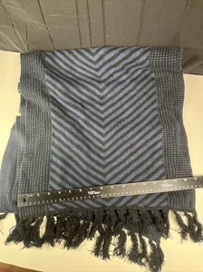 LUCKY BRAND Strickschal Fransen marine schwarz Baumwolle ca. 6’ lang 17” w geometrisch - Bild 1 von 11