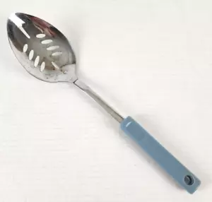 Hoan Kitchen Utensil Slotted Serving Cooking Spoon 12" Chrome Blue Handle - Picture 1 of 10
