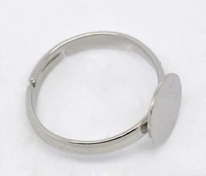 LOT 8 BAGUES SUPPORTS dia. 17mm ARGENTE FIMO plateau 8mm REGLABLES largeur 3mm - Foto 1 di 2