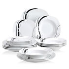 Veweet Fiona Dinnerware Set 18pc Porcelain Whit Tableware Plateset Service For 6