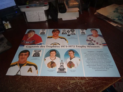 nhl hockey vintage poster 1971 /1972 trophy winners dryden bobby orr esposito + Cover