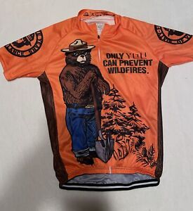Smokey The Bear Cycling Jersey Only You Can Prevent Wildfires Full Zip Large XL