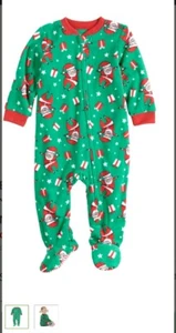 Baby Jammies For Your Families Santa Pattern Microfleece 1 piece pajamas NEW - Picture 1 of 3