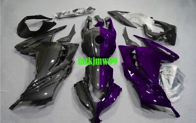 Black Purple Carbon Fiber Fairing Kit For Kawasaki Ninja 300 2013-2017 + Tank - Image 1 of 2