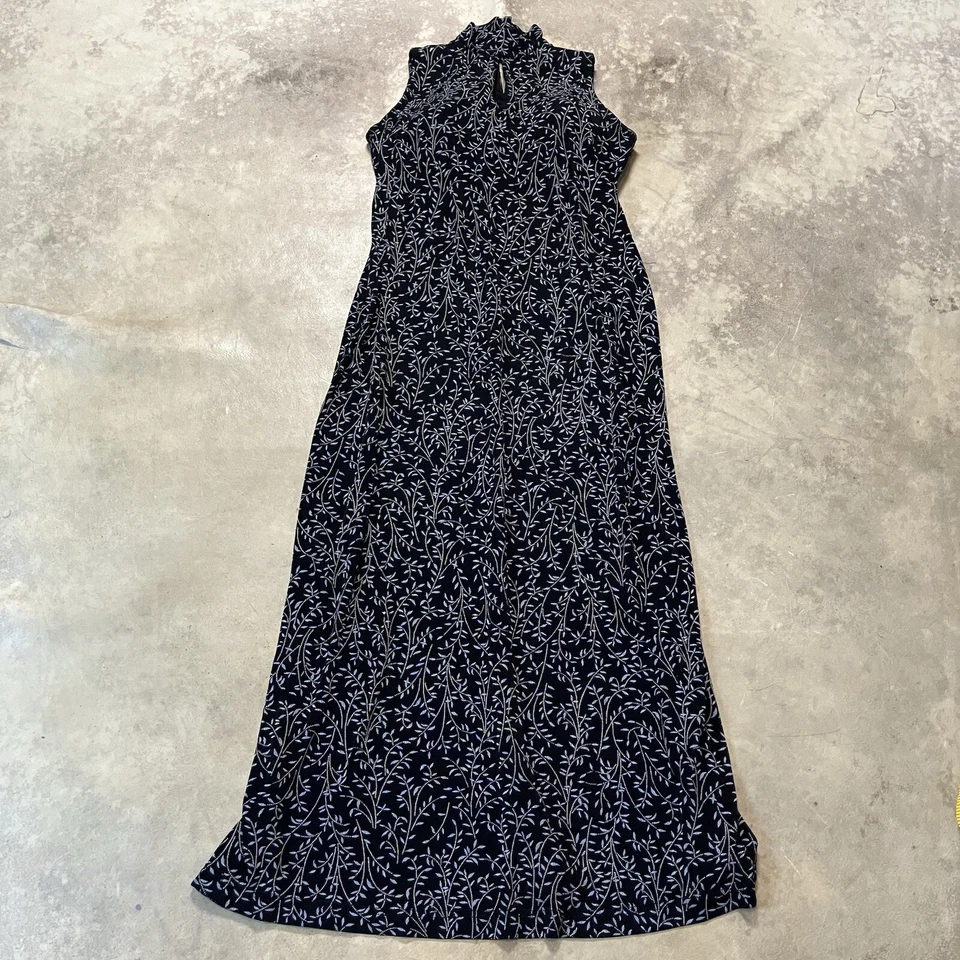 Coldwater Creek Dress Womens 8 Sleeveless Keyhole Floral Long USA Vtg Evening - Image 1 of 4