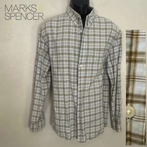 Marks & Spencer Plaid Button Down Large 41-43" chest Gently worn 100% cotton - Picture 1 of 4