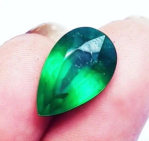 Piedra preciosa suelta certificada con forma de pera granate verde 9,80 quilates con regalo gratis - Imagen 1 de 8