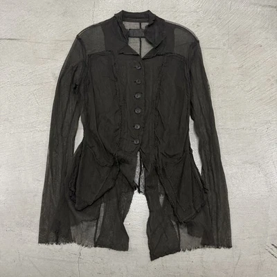 RUNDHOLZ Avant-Garde Black Blouse Deconstructed Sheer Design Shirt Dress - Image 1 of 4