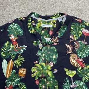 Tommy Bahama Shirt Mens 2XB Hawaiian Santa Print Christmas Surfer Silk Holiday - Picture 1 of 7