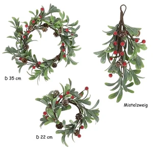 Corona de muérdago decorativa Ø 22 o 35 cm o rama de muérdago altura 32 cm  - Imagen 1 de 4