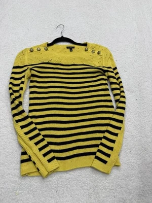 Suéter Talbots Mujer Pullover A Rayas Amarillas Cómodo Preppy Pequeño Foto 1 de 4