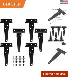 Bisagras galvanizadas de correa en T negras de 4 pulgadas - Paquete de 6 para una fácil instalación - Imagen 1 de 9