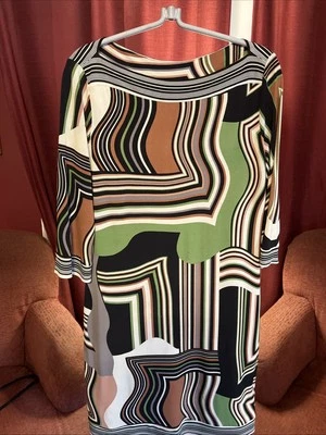 Estampado retro abstracto Ali Ro Mod. Talla 8. Poliéster/Spandex. Excelente Estado Foto 1 de 4