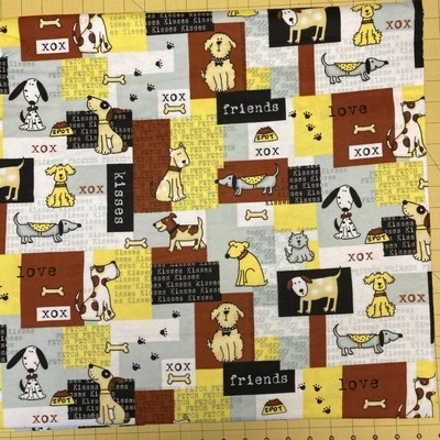 Fondo de retazos de franela de algodón para perros y besos ~ 40" W ~ por comprar Foto 1 de 3