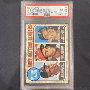 1968 Topps N.L. Batting Leaders #1 Clemente / Gonzalez / Alou PSA 6 EX-MT - Picture 1 of 11