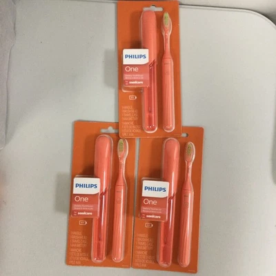 LOTE DE 3 cepillos de dientes a batería Philips One by Sonicare Miami Coral NUEVO Foto 1 de 3