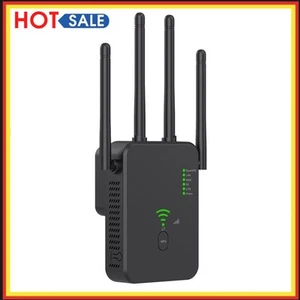 WLAN-Repeater, Signalverstärker, WLAN-Range-Extender mit großer Reichweite (schw - Afbeelding 1 van 10