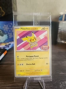 Pokemon Card Pikachu Berkemeja Batik 190/SV-P Indonesia Journey Pink Promo New - Picture 1 of 2