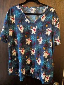 Frosty The Snowman 3x Scrub Top - Picture 1 of 6