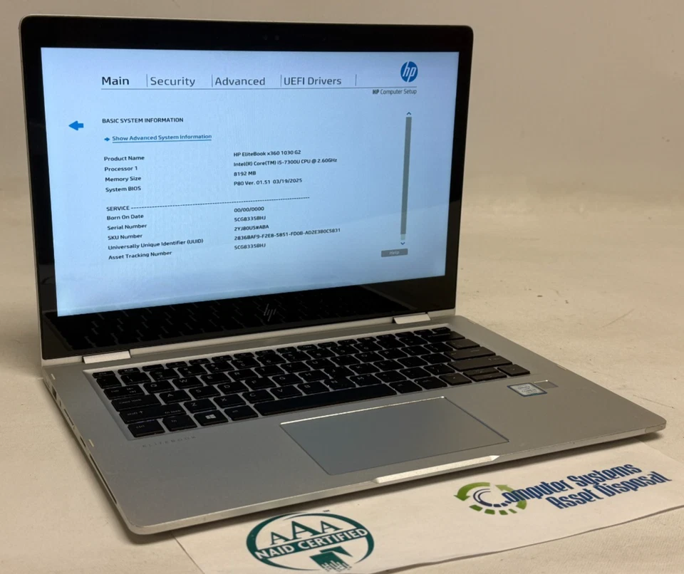 HP EliteBook x360 1030 G2 14" (i5-7300u - 8GB RAM - 256GB SSD - Win11Home) - Image 1 of 4